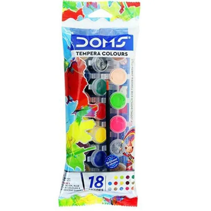 doms tempera color 6, 12 & 18 shades with brush