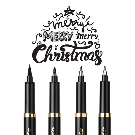 GXin Calligraphy Black Brush Pen Set (4pcs)