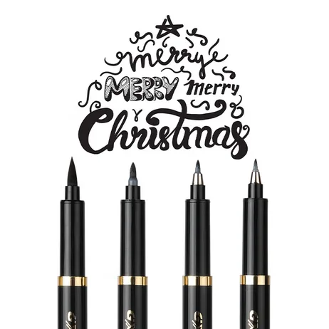 GXin Calligraphy Black Brush Pen Set (4pcs)