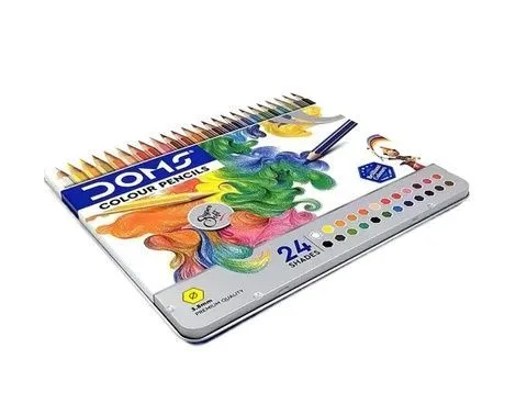 DOMS Premium quality Color pencil flat tin box 24 shade