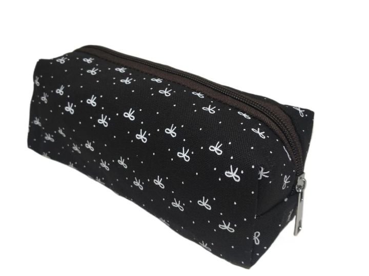 Black and white Bow Pencil Case Makeup Bag Large Capacity Stationery Storage Bag