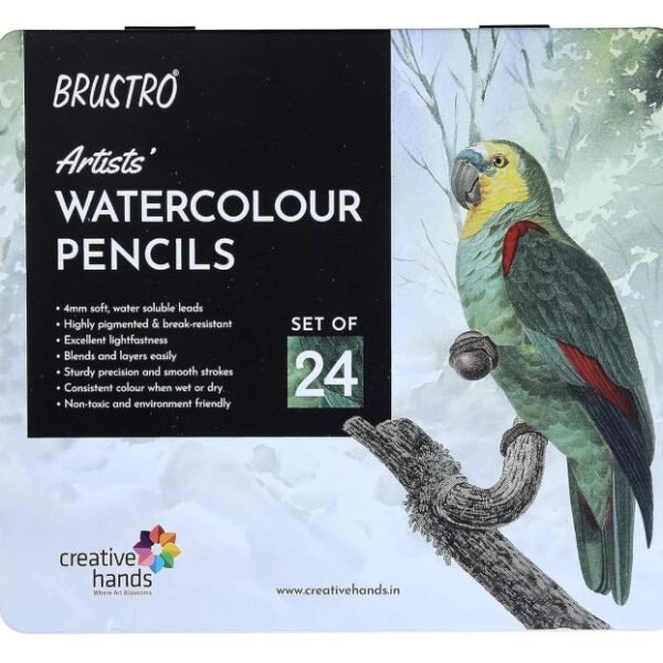 BRUSTRO Water Colored Pencils Set of 24 | Highly Pigmented Watercolor Pencils with 4mm Lead