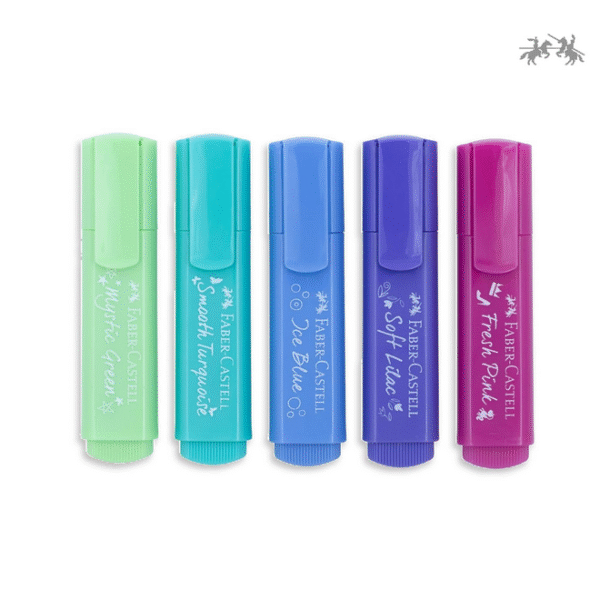Faber Castell Pastel Textliner Pen Set  Pack of 5 Highlighter Markers for Study, Journaling & Doodling