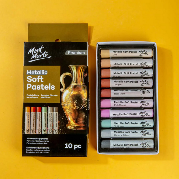 Mont Marte Metallic Soft Pastels Premium 10 Piece Artist Pastel Set