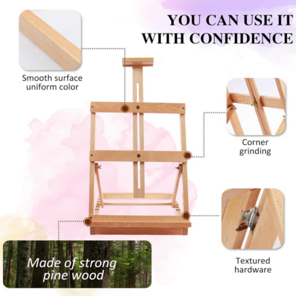 Papertree Adjustable H-Frame Wood Tabletop Easel Portable Desktop Painting Stand Multi Functional Art Easel