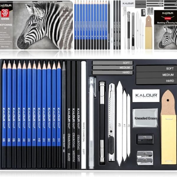 KALOUR PDAS Drawing Sketching Pencil Set – 36 Piece Professional Art Kit