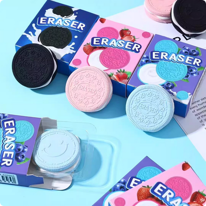 kids fancy oreo biscuit erasers kawaii erasers for students & stationery lover
