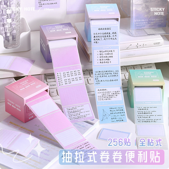 Elegant Pull Out Box Sticky Notes Colorful Memo Pad Roll Sticky Notes