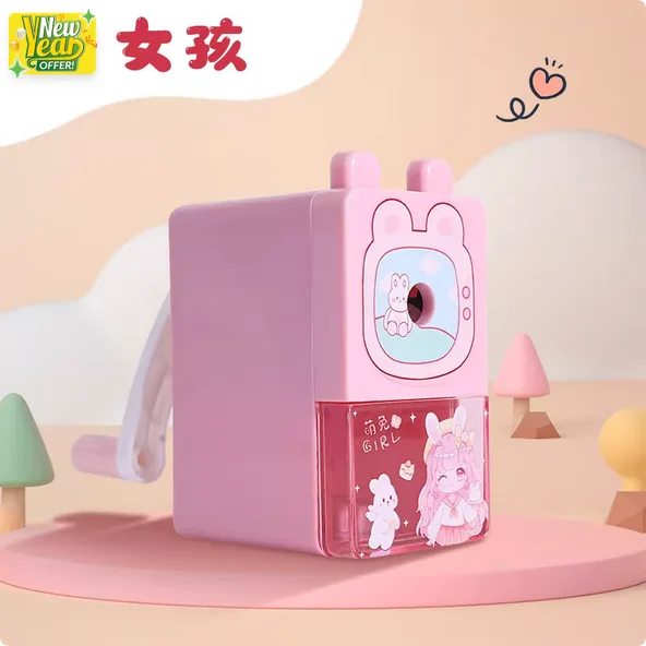 student cartoon pencil sharpener hand cranked automatic pencil sharpener labor saving single hole pencil sharpener stationery