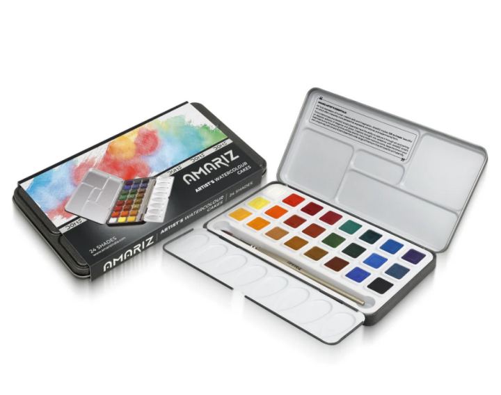 DOMS Artist Watercolor Cakes 24 Shades | Premium Watercolour Paint Set in Metal Tin