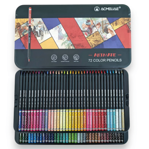 acmeliae artmate 72 color pencil flat iron box