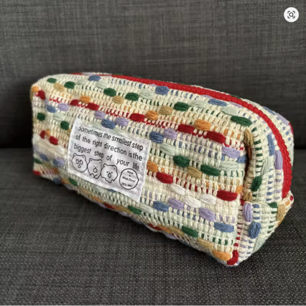 rainbow woven pencil case