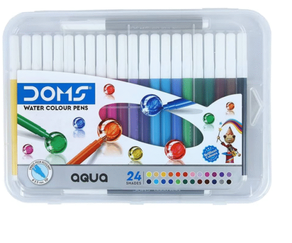 doms aqua 24 shades watercolour sketch pen set | unique push resistant tip with bright