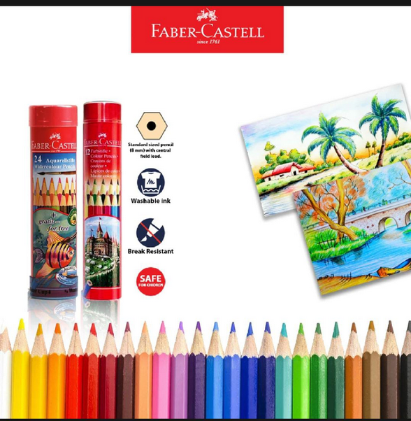 faber castell classic color pencils round tin case 12 & 24 color