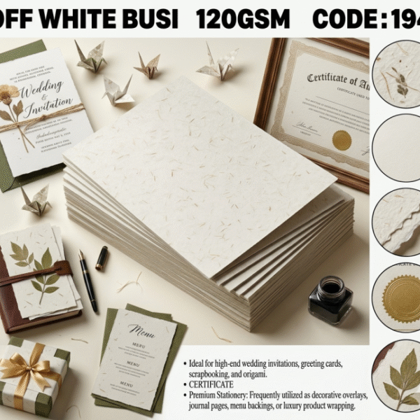 Off-White Busi Specialty Textured Paper - 120 GSM Fibrous Cardstock for Invitations & Crafting certificate print