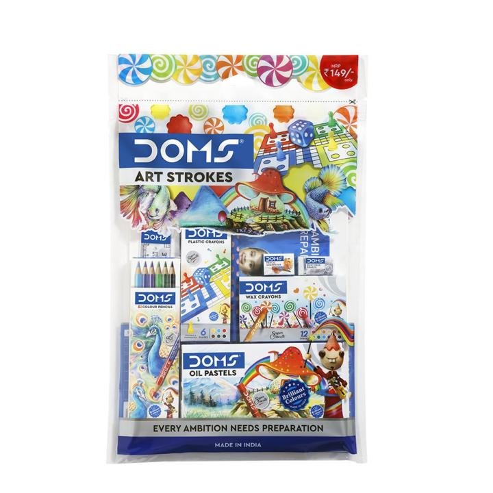 doms art strokes kit 8 piece set – complete painting & drawing kit