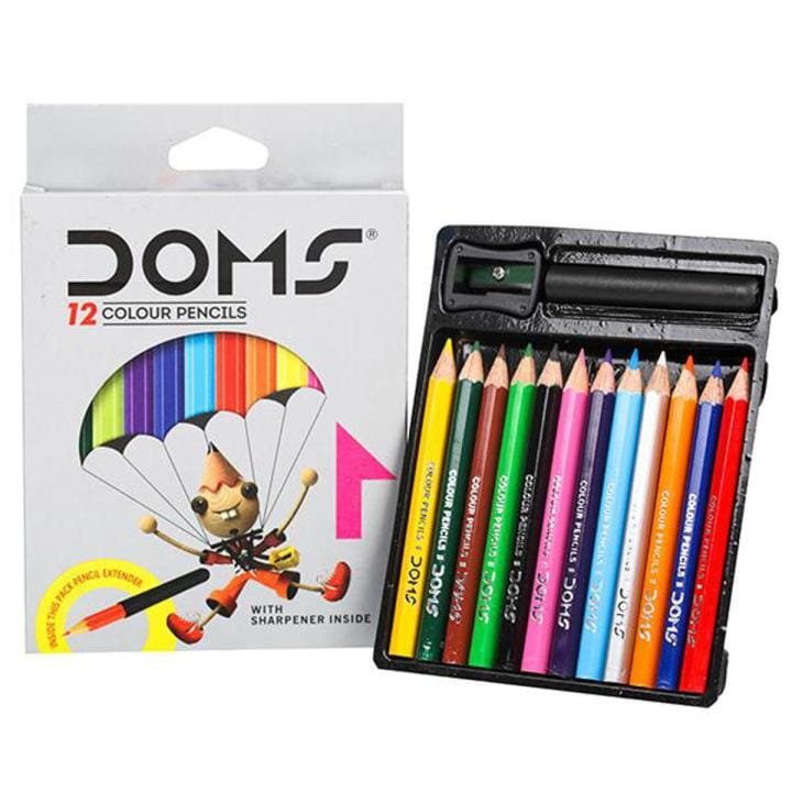 doms 12 color pencil half with sharpner