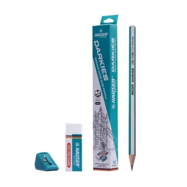 hauser darkies super dark graphite pencils dust free eraser lightweight with comfortable grip