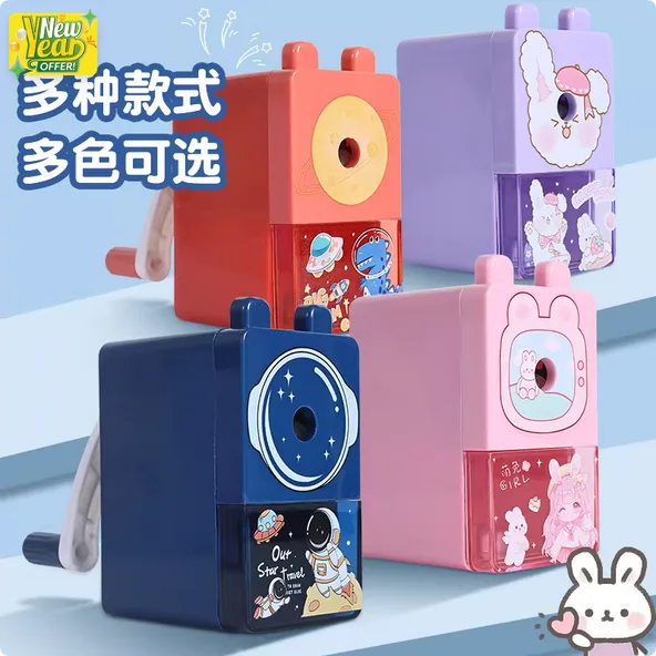 student cartoon pencil sharpener hand cranked automatic pencil sharpener labor saving single hole pencil sharpener stationery