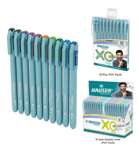 Hauser XO multicolor ball Pen pack of 10 pcs