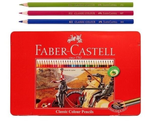 faber castell classic color pencils flat tin case 36 & 24 color school,eco pencil for professionals include classic gold