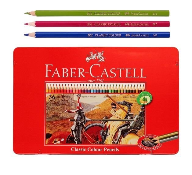 faber castell classic color pencils flat tin case 36 & 24 color school,eco pencil for professionals include classic gold