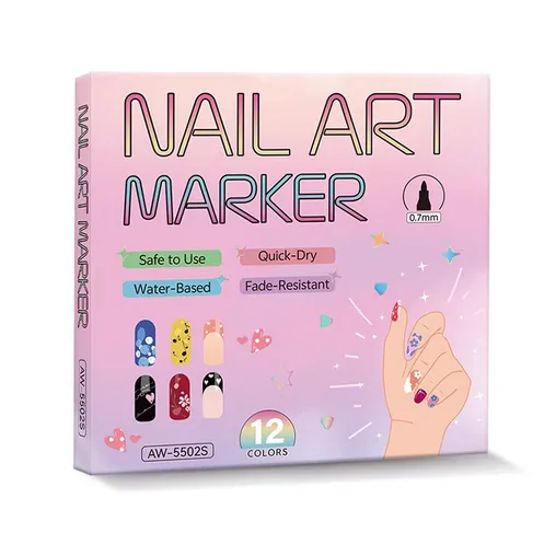 Nail art graffiti pen 12 acrylic colors waterproof quick-drying Acrylic 0.7mm
