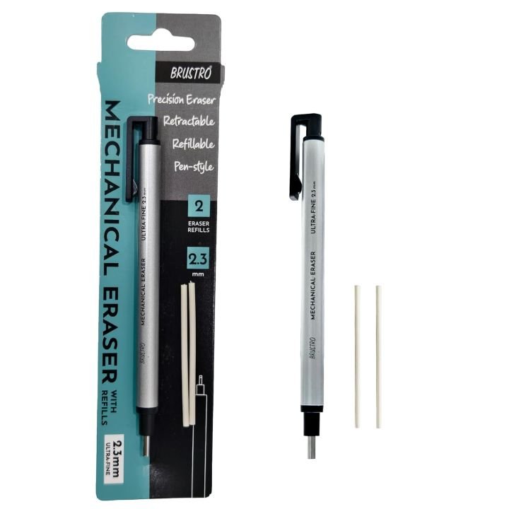 BRUSTRO Mechanical Precision Zero Eraser 2.3mm | Retractable Fine Detail Eraser for Artists