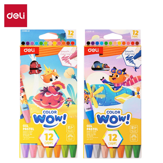 Deli EC228 Oil Pastel Set 12 Colors Smooth Drawing Pastels for Kids & Artists