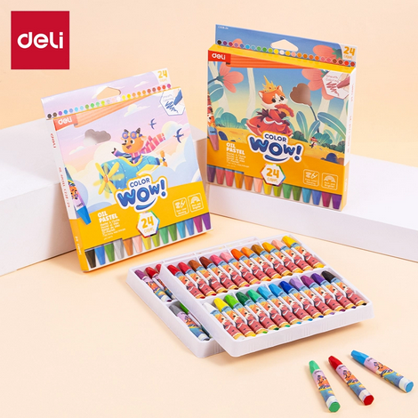 Deli EC228 Oil Pastel Set 24 Colors Smooth Drawing Pastels for Kids & Artists