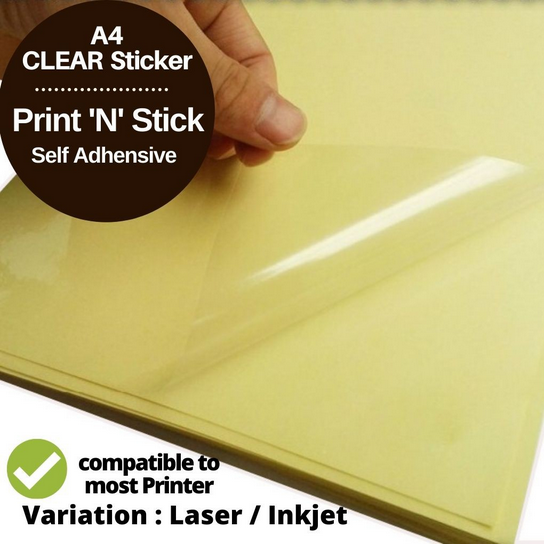 Transparent clear Sticker Paper for laserjet Inkjet glossy waterproof 20pcs A4 size