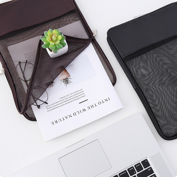 A4 Document Mesh Pouch with Zipper | Durable File Storage Bag for School & Office