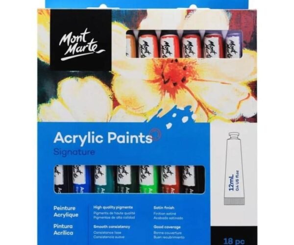 mont marte acrylic colour paint set (12ml) 18 colours