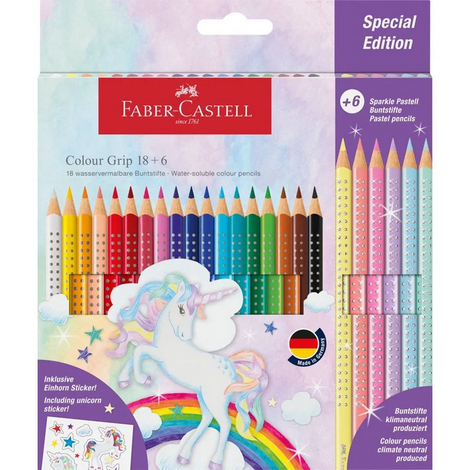faber castell colour grip colour pencils unicorn verson 12 & 24 shades