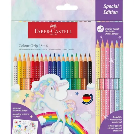 faber castell colour grip colour pencils unicorn verson 12 & 24 shades