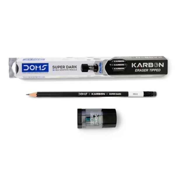 doms karbon super dark hb/2 pencils 10 pcs extra dark smooth and long lasting writing