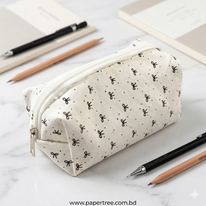 Simple Black Bow Pencil Case Ins High-value Cute Girl Student Makeup Bag Large Capacity Stationery Storage Bag (Multi Design & Color))