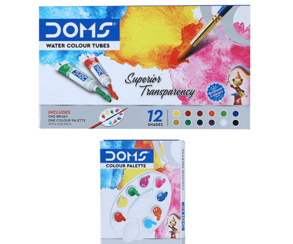 doms water colour tube 12 color & 6 color 5ml (new paper packaging)