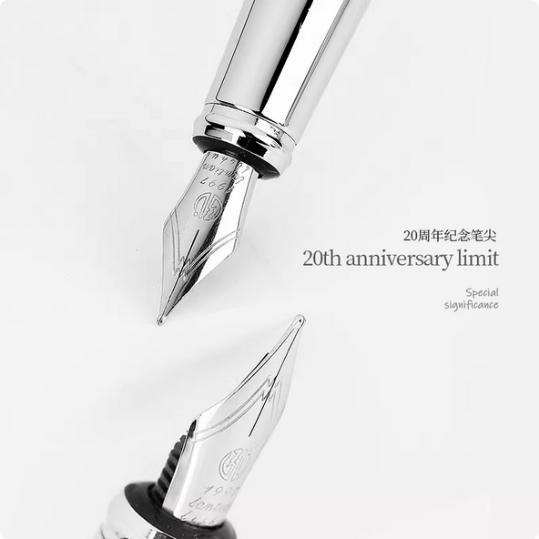 Hongdian 5010 Metal Silver Fountain Pen Renaissance Embossed Iridum EFF Pen