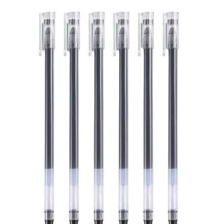 6pcs extra large capacity black pen, gel pen, quick drying pen, carbon pen, small giant can write 0.5 straight liquid pen