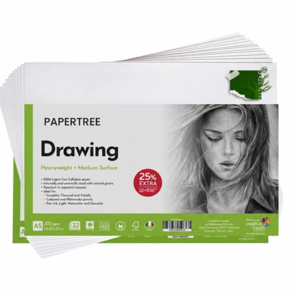 papertree sketching & drawing papers 200 gsm a5, 40 sheets