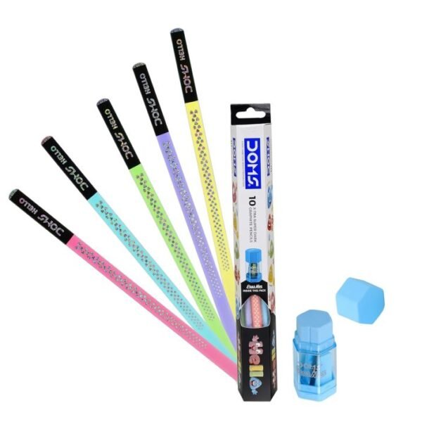 doms hello x tra dark pencil with free erasner (erase + sharp)