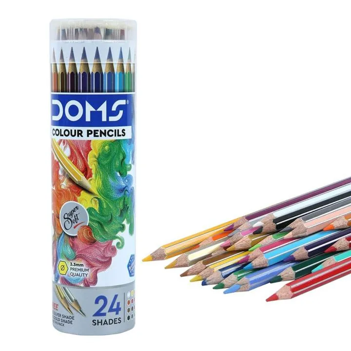 doms full size round tin multicolor color pencil 24 pcs