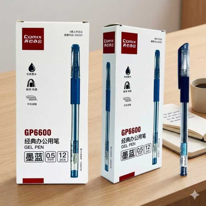 Comix Gel pen GP6600 Blue ink pack of 12 & 2pcs