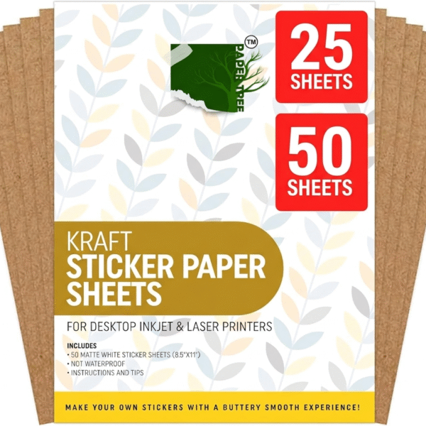 brown kraft sticker paper a4 | printable self adhesive labels for crafts, scrapbooking & business use