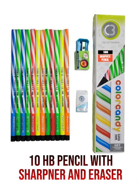 doms c3 color candy super dark hb graphite pencil box 10 pcs pack