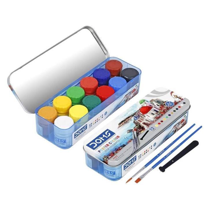 doms 12 shades (10ml each) poster colours set for students – bright, smooth & long lasting paints