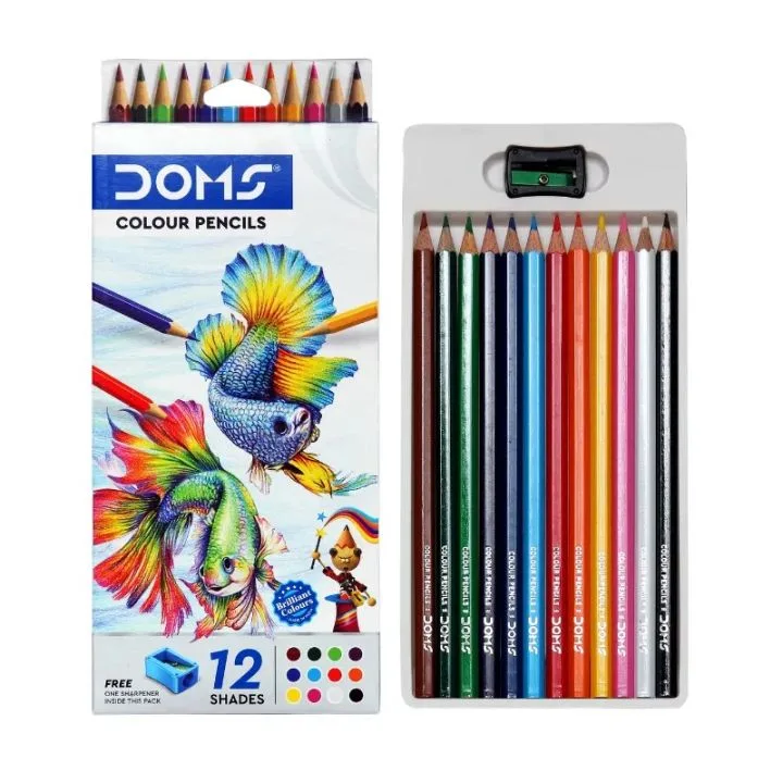 DOMS Full Size Color pencil 12Pcs free 1 sharpner.