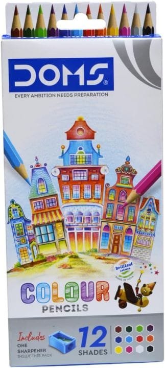 doms full size color pencil 12pcs free 1 sharpner.