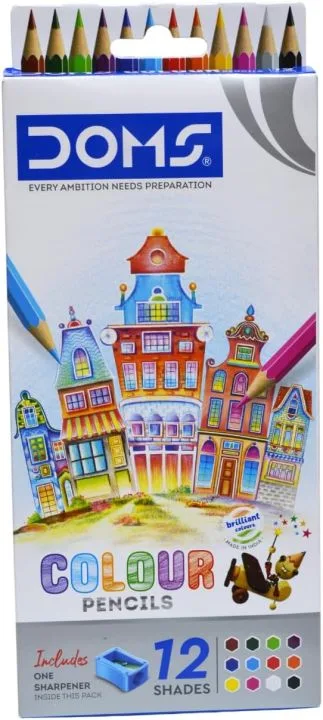 doms full size color pencil 12pcs free 1 sharpner.